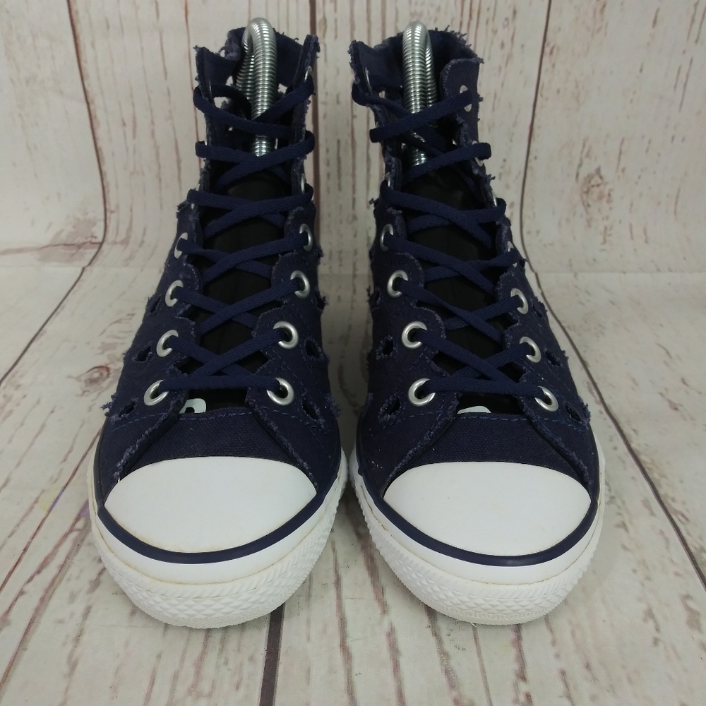 Converse CT All Star Hi-Ness Cut Out Wedge Shoes Blue Sneakers Women's Size 6 - Picture 2 of 10